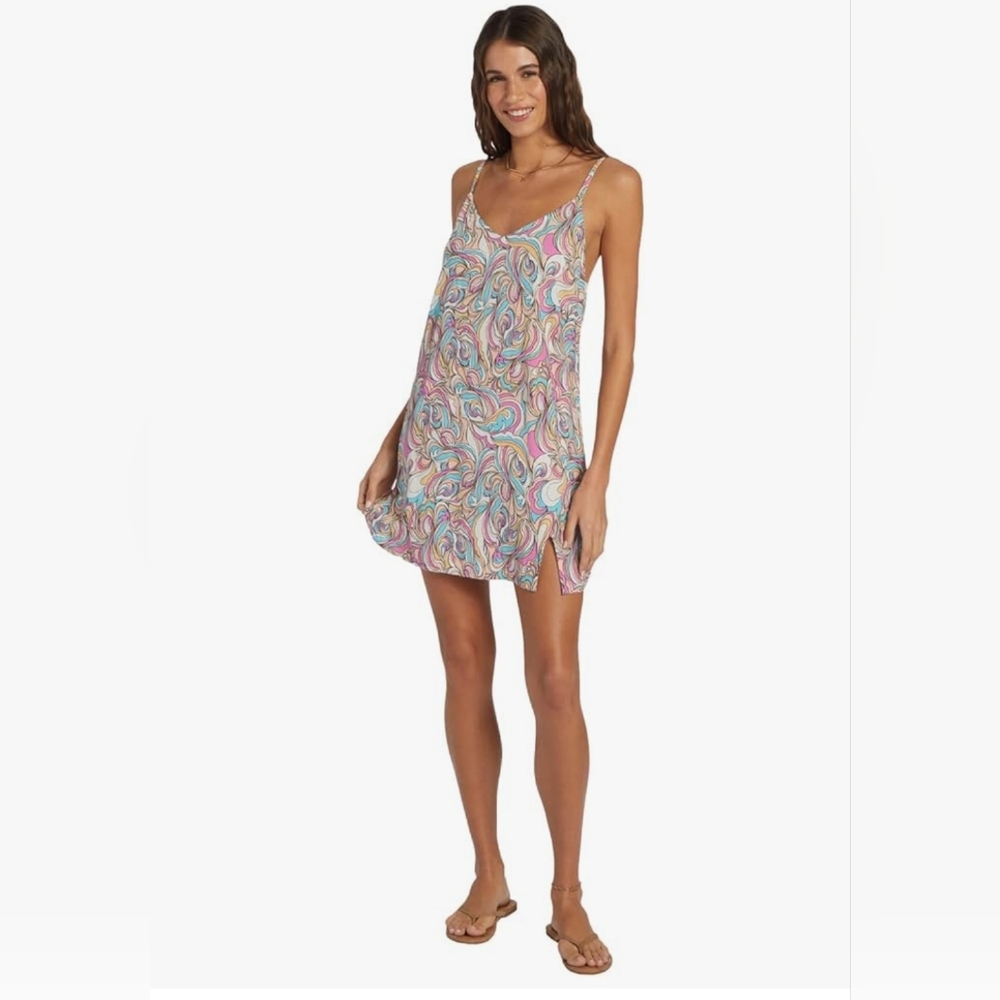 NWT Roxy Daytrip Mini Slip Dress Swirly Retro Daze - Picture 1 of 12